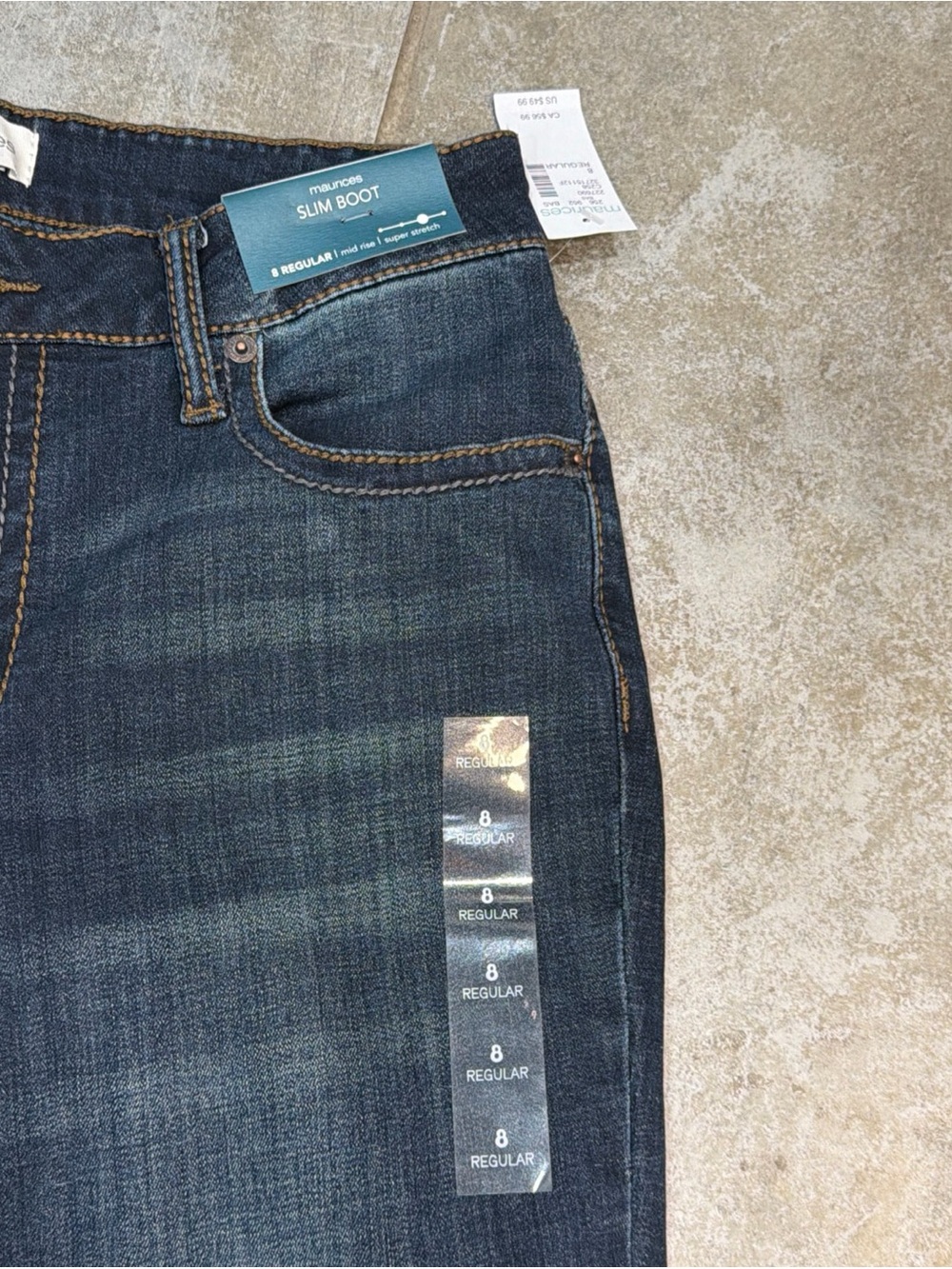 NWT Maurices Slim Boot Regular Midrise Jean Size 8 Dark Wash - Picture 3 of 8